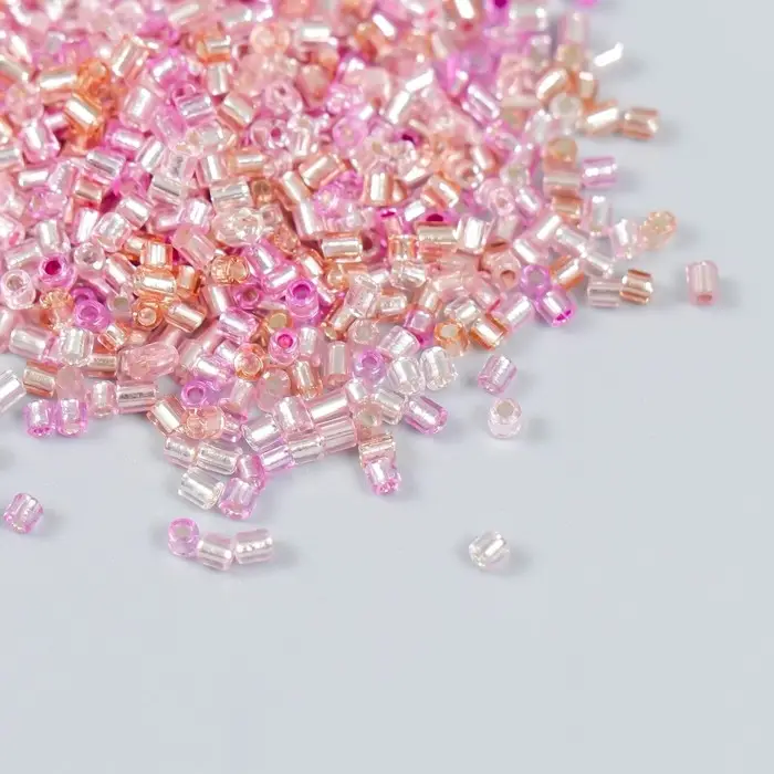 Бисер стекло 12/0  Бисер стекло 12/0 "Цилиндр. Розовый меланж" 10 гр