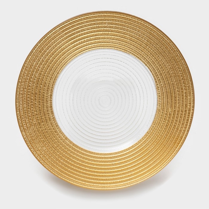 Тарелка стеклянная «Севилья», d=27 см, цвет золотой Тарелка стеклянная «Севилья», d=27 см, цвет золотой