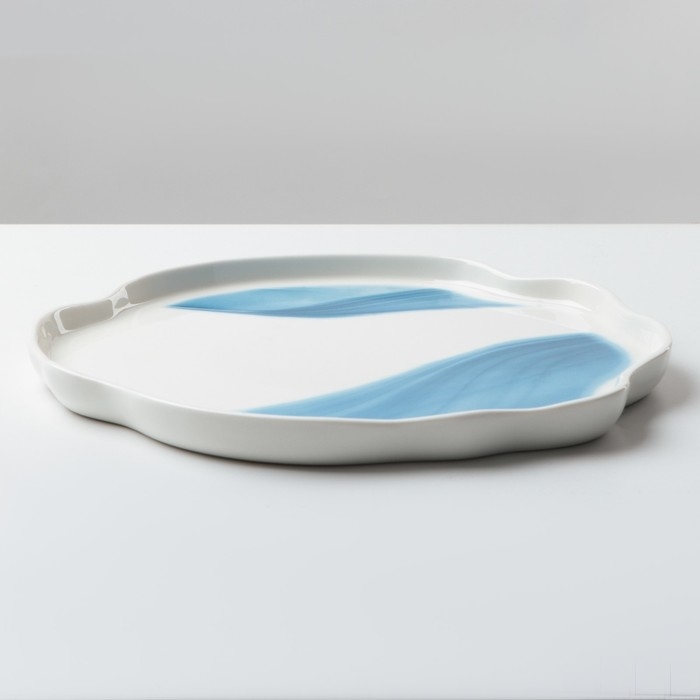 Тарелка керамическая неровный край «Разводы», 27 см,