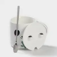 Кружка с ложкой &laquo;Панда&raquo;, 350 мл, керамика, белая