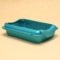 Туалет средний с бортом и сеткой 36&times;26&times;9 см, лоток+сетка+борт бирюзовые