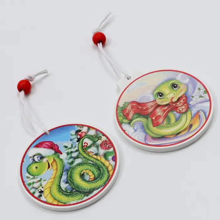 Елочные игрушки в деревянной подарочной упаковке, 12 шт.