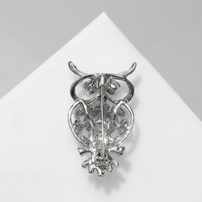 Брошь «Совушка», цвет бело-синий в серебре Брошь «Совушка», цвет бело-синий в серебре