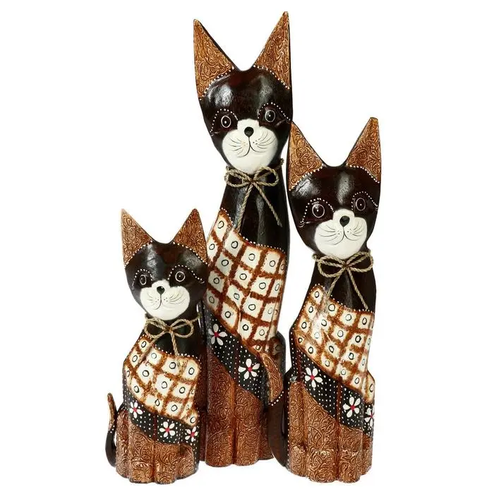 Сувенирный набор Сувенирный набор "Кошечки с ромбовым узором" дерево (высота 50,40,30 см)