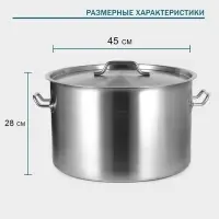 Кастрюля Hanna Kn&ouml;vell, 47 л, d=45 см, толщина стенки 1 мм, с крышкой, нержавеющая сталь, хромированная