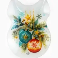 Блюдо новогоднее плоское &laquo;Новогодняя композиция&raquo;, бант, 13.5&times;18 см