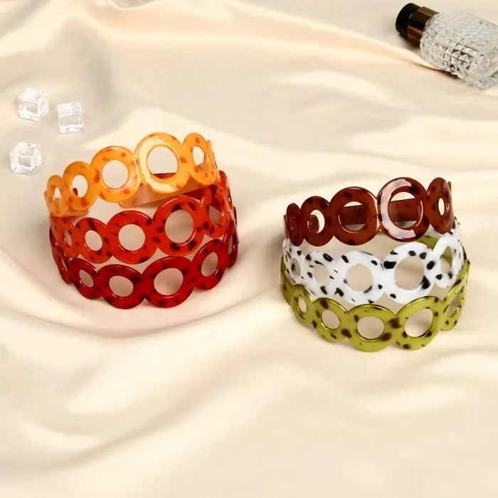 Ободок для волос «Янтарный свет», кольца, 4 см, МИКС Ободок для волос «Янтарный свет», кольца, 4 см, МИКС