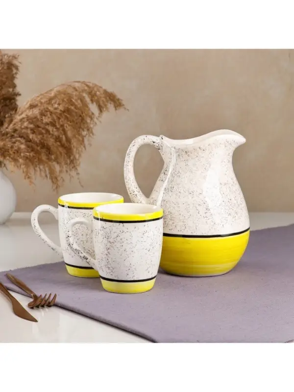 Набор посуды Керамика ручной работы &laquo;Персия&raquo;, 3 предмета: кувшин 1.5 л, кружки 350 мл, 1 сорт, жёлтый, Иран
