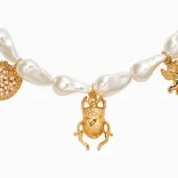 Бусы &laquo;Жемчуг. Скарабей&raquo;, 40 см, №10, белые в золоте