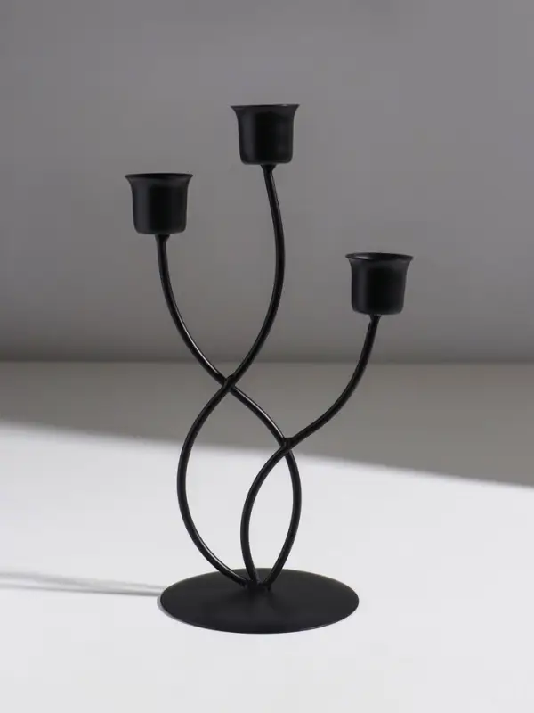 Подсвечник металл на 3 свечи  Подсвечник металл на 3 свечи "Водоросли" d=2,5 см чёрный 9х9х22,5 см