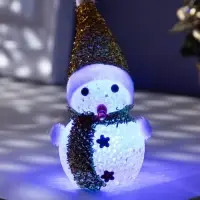 Ёлочная игрушка &laquo;Золотистый снеговичок&raquo;, 8 см, 1 LED, от батареек AG13&times;3, свечение мульти (RGB)