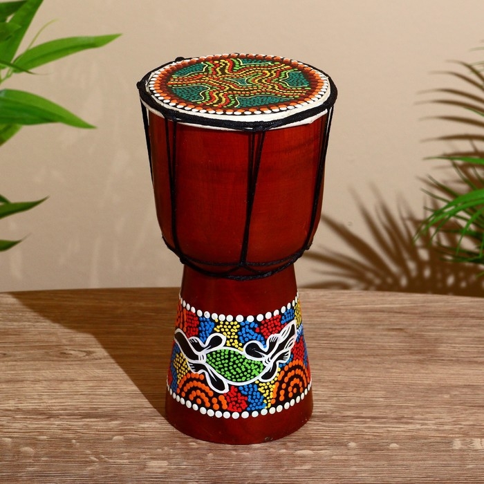 Сувенирный музыкальный инструмент Сувенирный музыкальный инструмент "Барабан Джембе Разноцветный" 13x13x24 см, МИКС