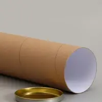 Тубус 92&times;340 мм (320 мм внутр. высота), под бутылку/футболку, картон, металлическая крышка