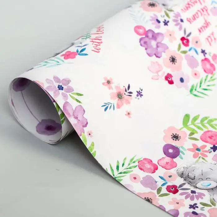 Бумага упаковочная глянцевая двусторонняя , Me To You,  60x90 см