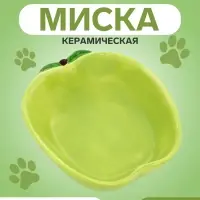 Миска &laquo;Зелёное яблоко&raquo;, 30 мл, 8.5&times;13&times;4 см, керамика, зелёная