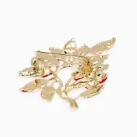 Брошь &laquo;Веточка Калины&raquo;, красно-коричневая в золоте