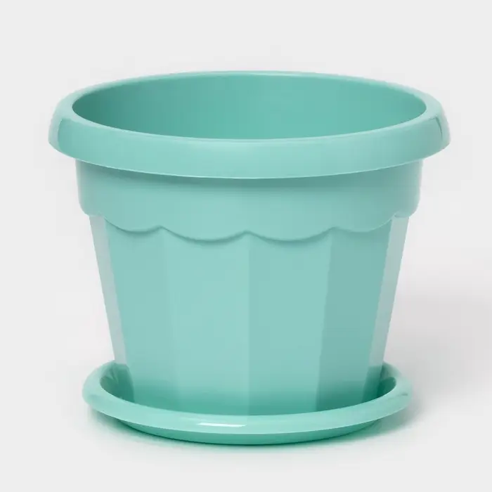 Горшок для цветов с поддоном Доляна &laquo;Эрика&raquo;, 0,7 л, цвет бирюзовый