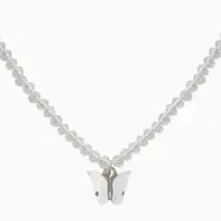 Чокер &laquo;Бабочка&raquo;, хрусталь, белый в серебре, 36 см + 5 см доп, цепочка