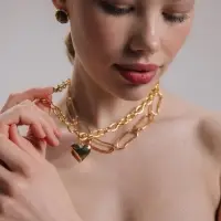 Цепь многослойная &laquo;Железное сердце&raquo;, 2 яруса, L=32 и 40 см, цвет золото