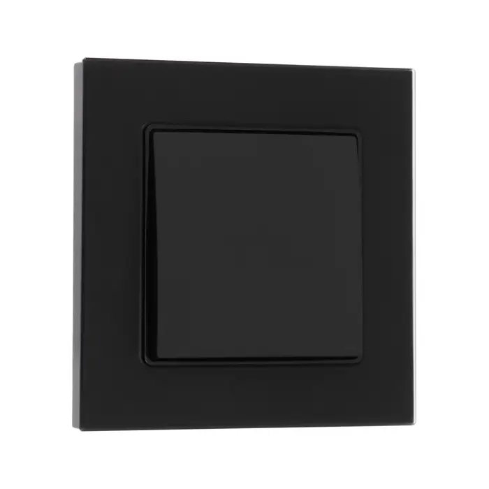 Выключатель TOT Matte Glass, 10 А, 1 клавиша, скрытый монтаж, стеклянная рамка, чёрный