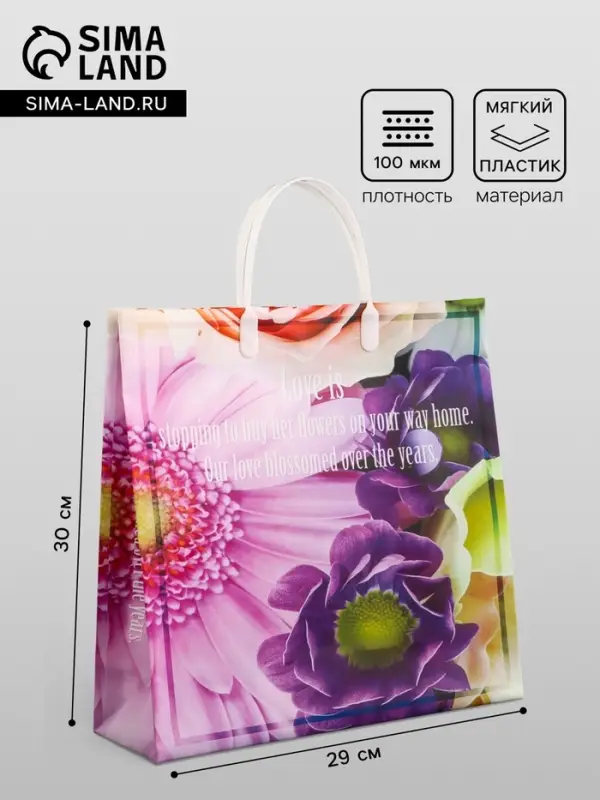 Пакет &laquo;Хризантемы&raquo;, мягкий пластик, 29&times;30 см, 100 мкм