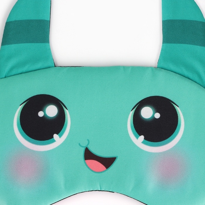 Маска для сна с ушками «Монстрик», 19.3 х 15 см, цвет бирюзовый Маска для сна с ушками «Монстрик», 19.3 х 15 см, цвет бирюзовый