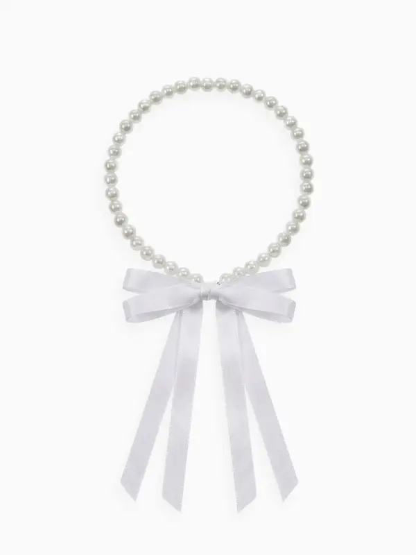 Бусы &laquo;Бантик&raquo;, жемчужины с завязкой, белые, 40 см