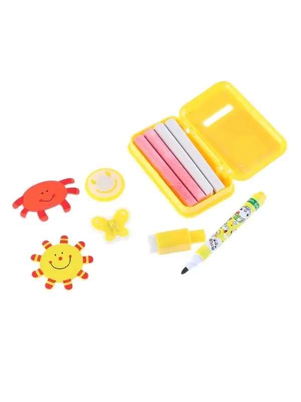 Доска магнитная двухсторонняя, под маркер и мел на подставках (мел, маркер, магниты), МИКС