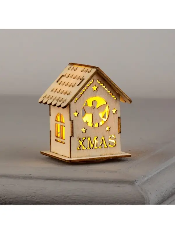 Ёлочная игрушка &laquo;Домик с ангелом&raquo;, 6&times;4.5&times;4.5 см, от батареек, свечение тёплое белое