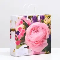 Пакет &laquo;Пионовидные розы&raquo;, мягкий пластик, 30&times;30 см, 120 мкм