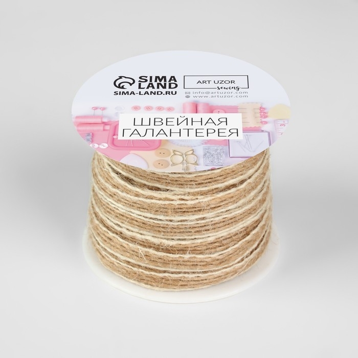 Тесьма декоративная холщовая, 6 мм, 9 ± 0,5 м, цвет светло-бежевый/бежевый Тесьма декоративная холщовая, 6 мм, 9 ± 0,5 м, цвет светло-бежевый/бежевый