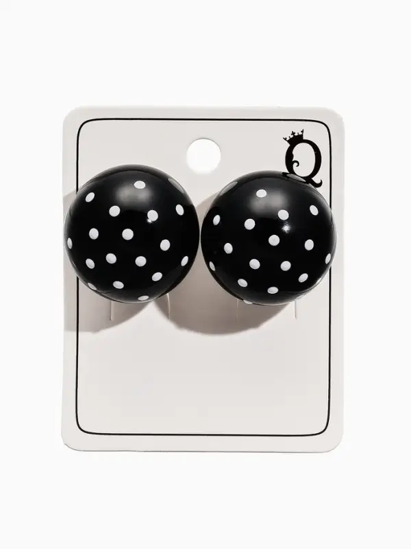 Серьги Серьги "Бусина" d=2см, в крапинку, цвет чёрный