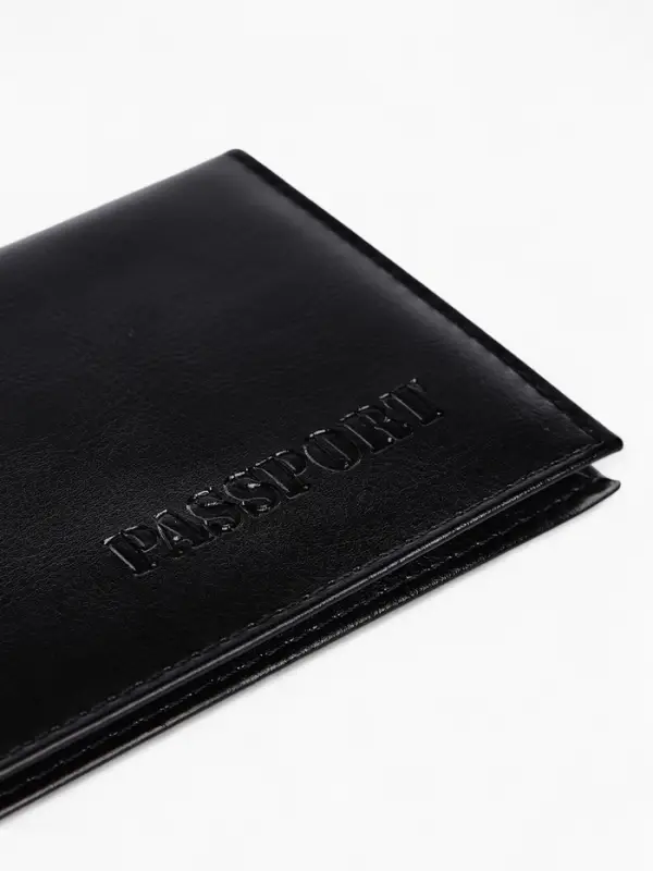 Обложка для паспорта, кожзам, чёрная