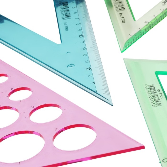Набор треугольников 4 штуки, Calligrata катет 9/12/20/25 см, с окружностями, прозрачные, МИКС Набор треугольников 4 штуки, Calligrata катет 9/12/20/25 см, с окружностями, прозрачные, МИКС