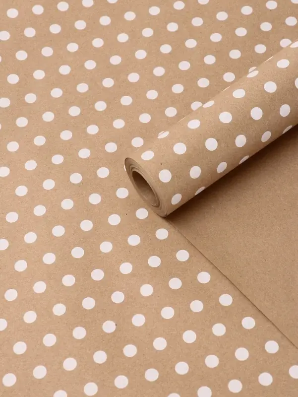 Бумага упаковочная крафт на коричневом &laquo;Бисер белом&raquo;, 0.68&times;10&plusmn;5% м, 60 г