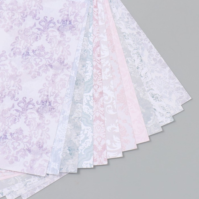 Набор бумаги для скрапбукинга 12 листов 12 дизайнов Набор бумаги для скрапбукинга 12 листов 12 дизайнов "Дамаск" 160 гр 15,2х15,2 см