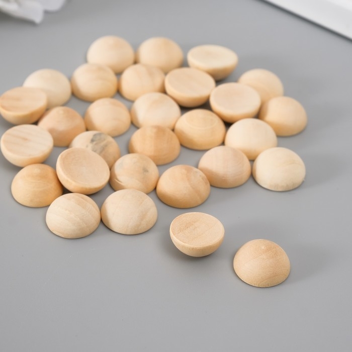 Декор для творчества дерево Декор для творчества дерево "Половинка шарика" натуральный набор 30 шт 1,4х1,4х0,7 см