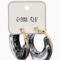 Серьги-кольца акрил "Тренд", цвет чёрный в золоте