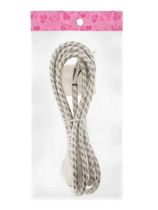 Шнур сетевой в тканевой оплетке с заземлением, 1.8 м, 2200 Вт, 3&times;0.75 мм&sup2;