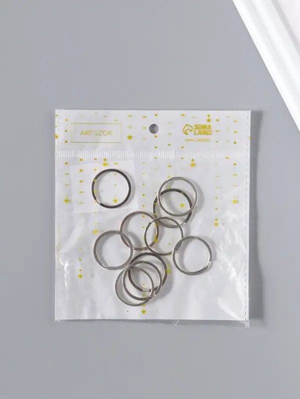 Кольцо для брелока, плоское, d=25 мм, толщина 2 мм, 10 шт., цвет серебряный