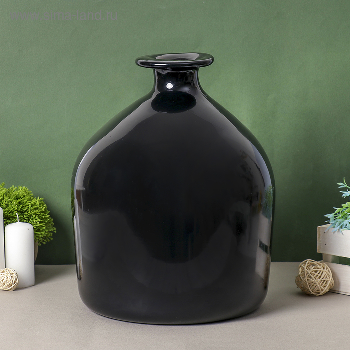 Ваза Ваза "Черный глянец" бутыл.декор глянец 24х35см
