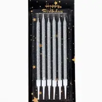 Свечи для торта "Твой день", набор 6 штук серебро