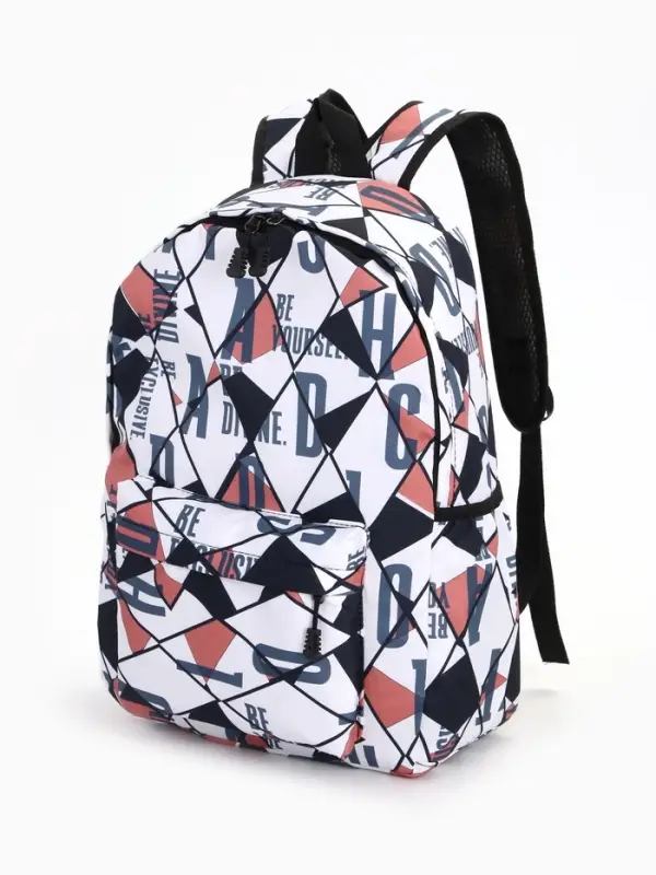 Рюкзак школьный на молнии, с карманами, с принтом, размер 30&times;13&times;42 см, красный