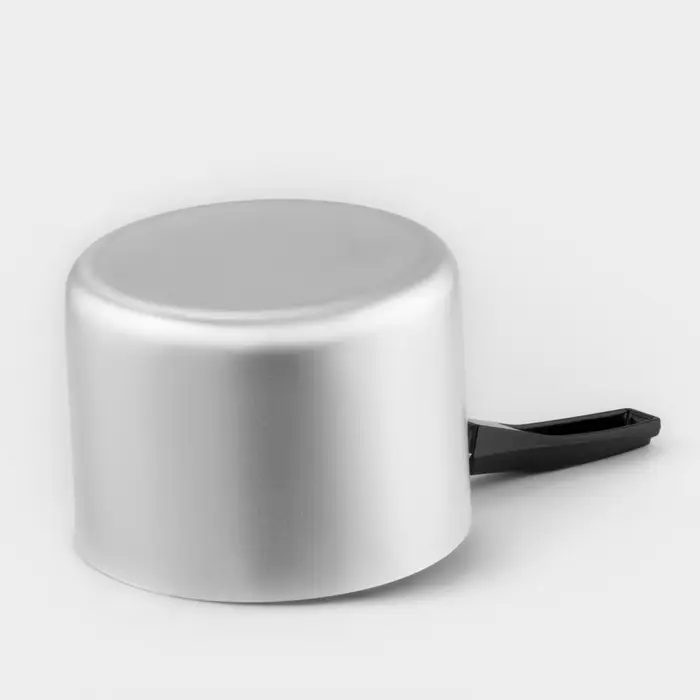 Ковш, 1 л, карбоновая ручка, с крышкой, штампованный алюминий, серебристый