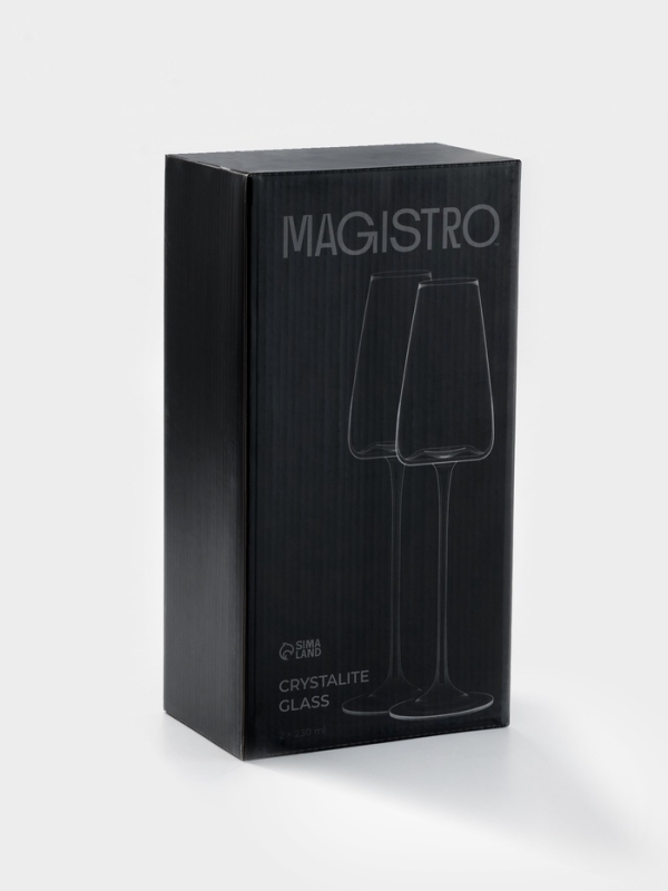 Бокалы для шампанского Magistro «Амьен», 230 мл, набор 2 шт., стекло, прозрачные Бокалы для шампанского Magistro «Амьен», 230 мл, набор 2 шт., стекло, прозрачные