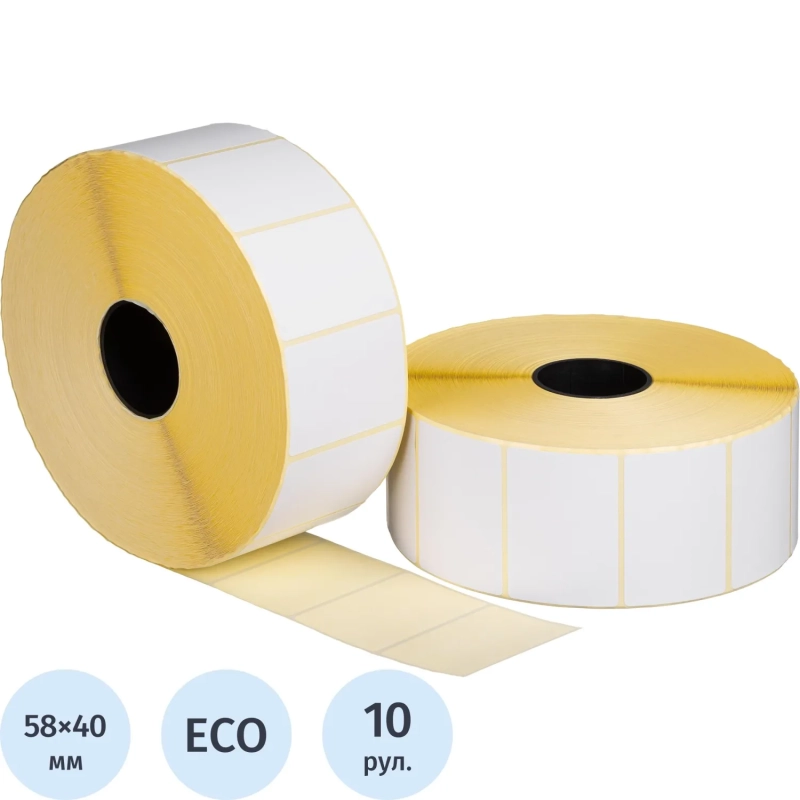 Термоэтикетки ЭКО 58х40, 3000шт/рул, вт.76, 10рул/уп(СЛ)