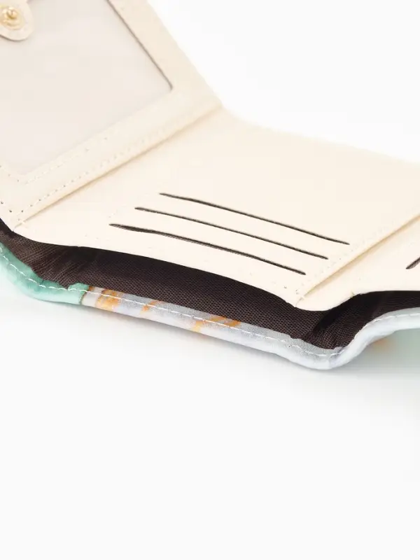 Кошелёк женский на кнопке, 10&times;1.5&times;8 см, с принтом, зелёный/бирюзовый