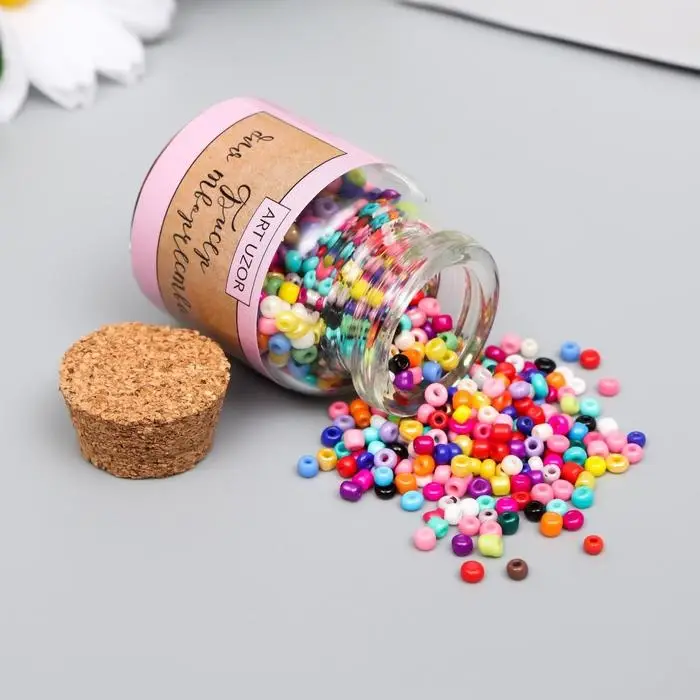 Бисер круглый 12/0 в бутылочке  Бисер круглый 12/0 в бутылочке "Разноцветный" 20 гр