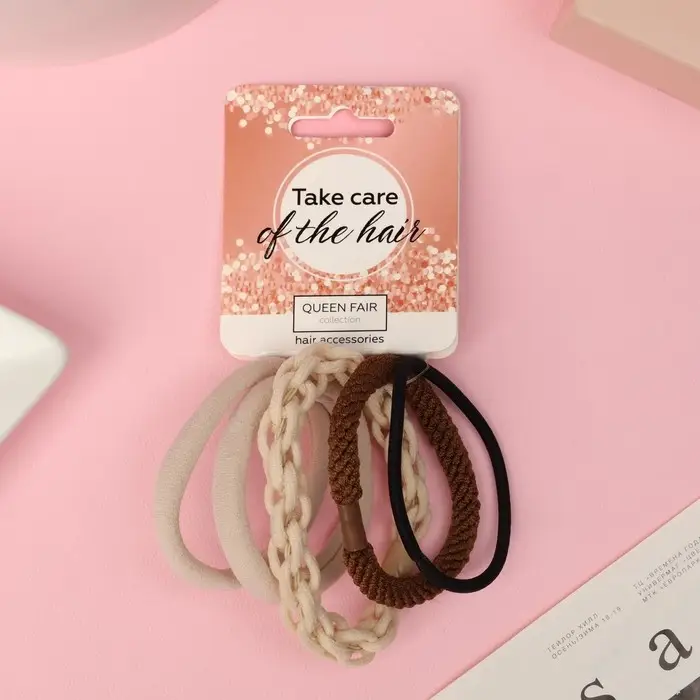 Резинка для волос "Жанет" (набор 5 шт) крупное плетение, 5 см