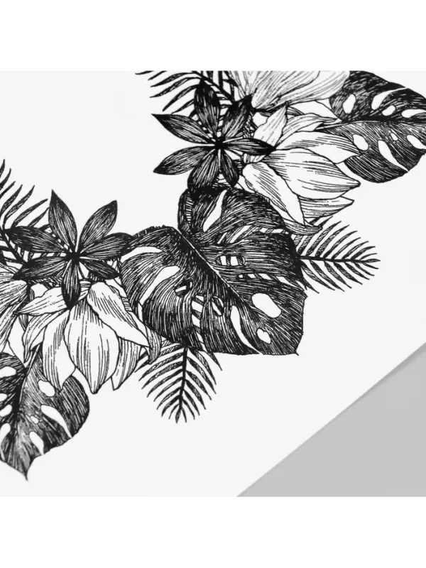 Переводная тату на тело чёрная «Украшение из листочков», 24×13.7 см